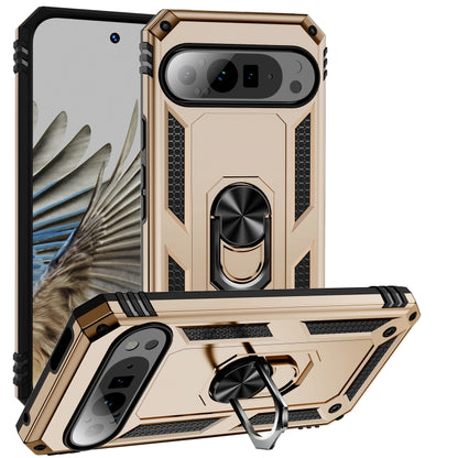 For Google Pixel 9 Pro Shockproof TPU + PC Phone Case with Holder(Gold) - Google Cases by PMC Jewellery | Online Shopping South Africa | PMC Jewellery | Buy Now Pay Later Mobicred