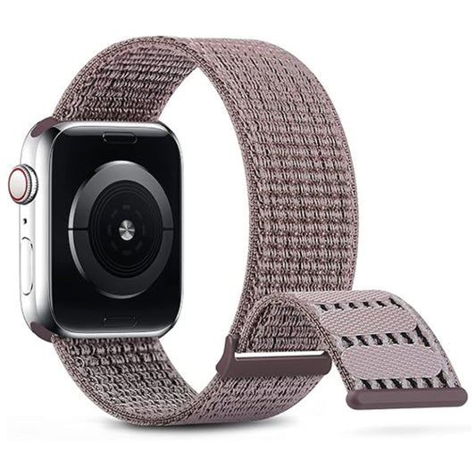 For Apple Watch Series 8 45mm Dual Hook and Loop Nylon Watch Band(Smoke Purple) - Watch Bands by PMC Jewellery | Online Shopping South Africa | PMC Jewellery