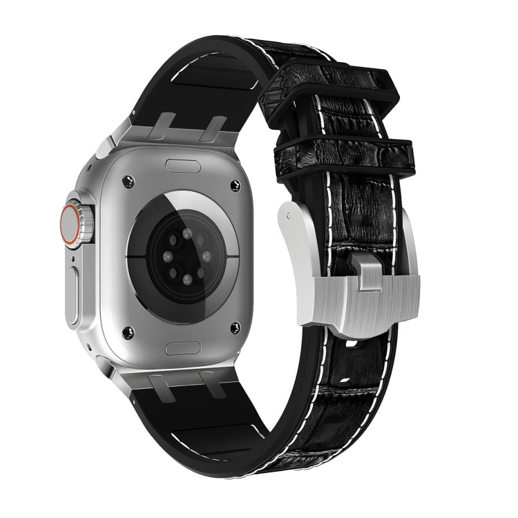 For Apple Watch 38mm Crocodile Texture Liquid Silicone Watch Band(Silver White Black) - free shipping - PMC TechLife - Order now!