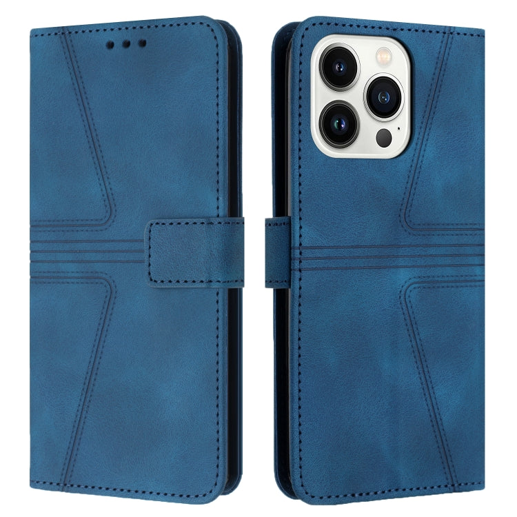 For iPhone 16 Pro Triangle Solid Color Leather Phone Case(Blue) - iPhone 16 Pro Cases by PMC TechLife | Online Shopping South Africa | PMC TechLife | Buy Now Pay Later Mobicred