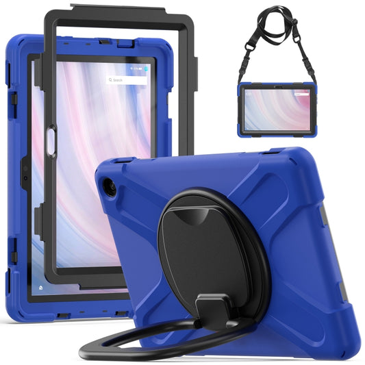 For Amazon Kindle Fire HD10 2023 Silicone Hybrid PC Tablet Case with Holder & Shoulder Strap(Blue) - Amazon by PMC Jewellery | Online Shopping South Africa | PMC Jewellery | Buy Now Pay Later Mobicred