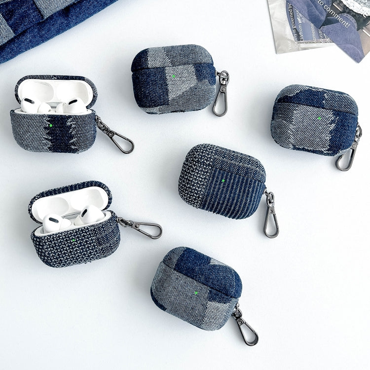 For AirPods Pro 2 Stitching Denim Cloth Bluetooth Earphone Protective Case(Grid) - For AirPods Pro 2 by PMC Jewellery | Online Shopping South Africa | PMC Jewellery | Buy Now Pay Later Mobicred