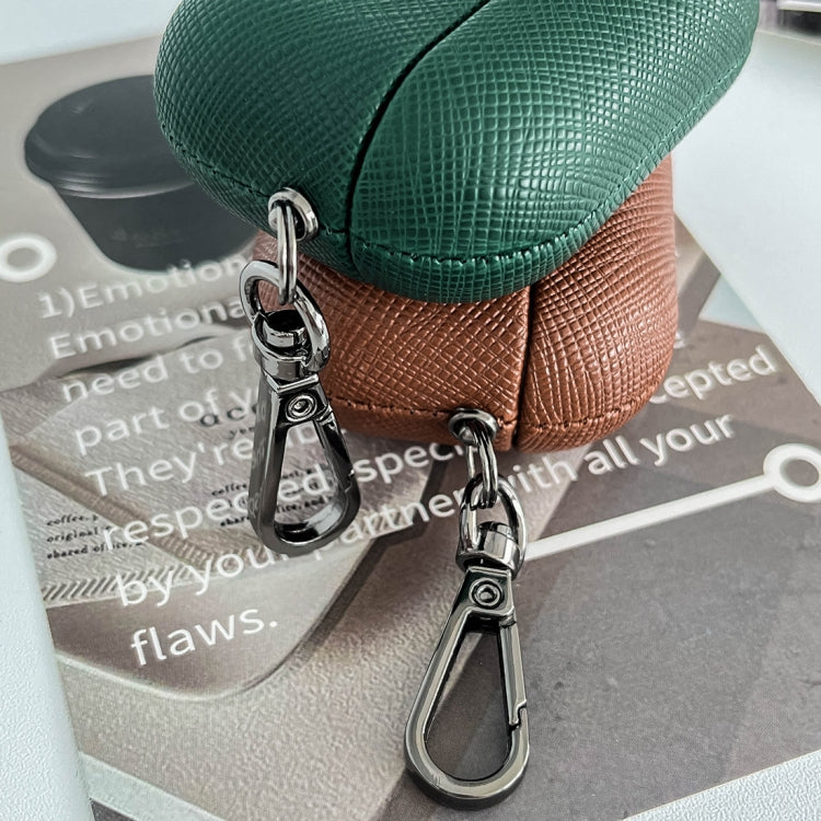 For AirPods Pro 2 Cross Texture PU Leather Bluetooth Earphone Protective Case(Dark Green) - For AirPods Pro 2 by PMC Jewellery | Online Shopping South Africa | PMC Jewellery | Buy Now Pay Later Mobicred