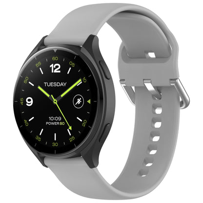 For Xiaomi Watch 2 Solid Color Metal Silver Buckle Silicone Watch Band, Size: S(Grey) - Watch Bands by PMC Jewellery | Online Shopping South Africa | PMC Jewellery