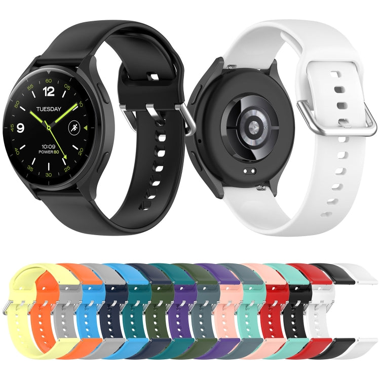 For Xiaomi Watch 2 Solid Color Metal Silver Buckle Silicone Watch Band, Size: S(Black) - Watch Bands by PMC Jewellery | Online Shopping South Africa | PMC Jewellery