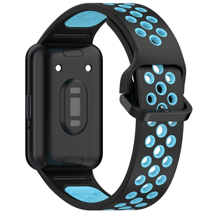 For Samsung Galaxy Fit 3 Two Color Breathable Silicone Watch Band(Black Blue) - Watch Bands by PMC Jewellery | Online Shopping South Africa | PMC Jewellery