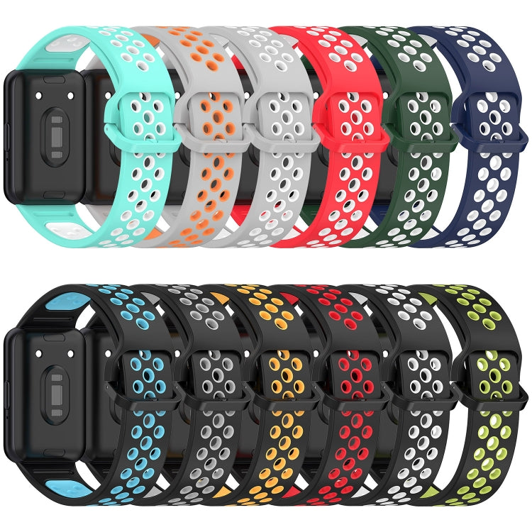 For Samsung Galaxy Fit 3 Two Color Breathable Silicone Watch Band(Grey White) - Watch Bands by PMC TechLife | Online Shopping South Africa | PMC TechLife