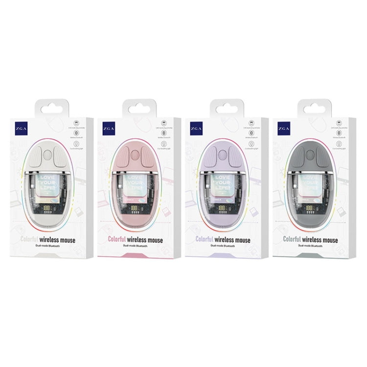ZGA Colorful Transparent Dual Mode Wireless 2.4G + Bluetooth 5.0 Mouse(Creamy White) - free shipping - PMC Jewellery - Order now!