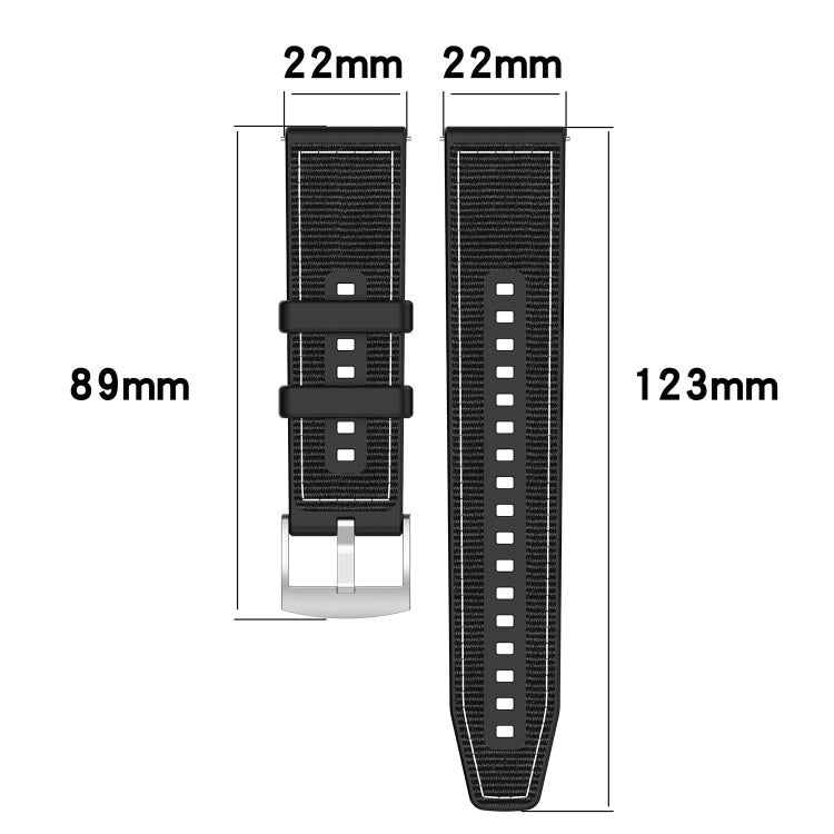 22mm Hybrid Nylon Braid Silicone Watch Band(Black) - 22mm Bands by PMC TechLife | Online Shopping South Africa | PMC TechLife