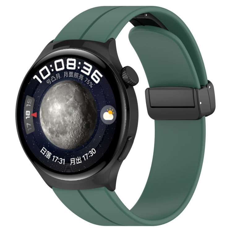 18mm Groove Folding Black Buckle Silicone Watch Band(Dark Green) - 18mm Bands by PMC TechLife | Online Shopping South Africa | PMC TechLife | Buy Now Pay Later Mobicred