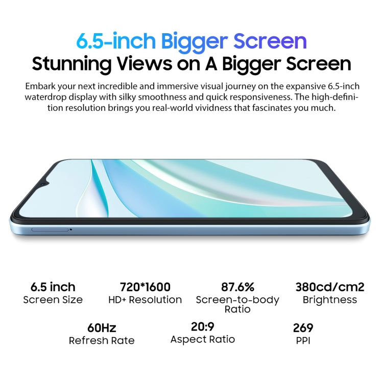 Blackview WAVE 6C, 2GB+32GB, 6.5 inch Android 13 Unisoc SC9863A Octa Core up to 1.6GHz, Network: 4G, OTG(Blue) - Blackview by Blackview | Online Shopping South Africa | PMC Jewellery | Buy Now Pay Later Mobicred