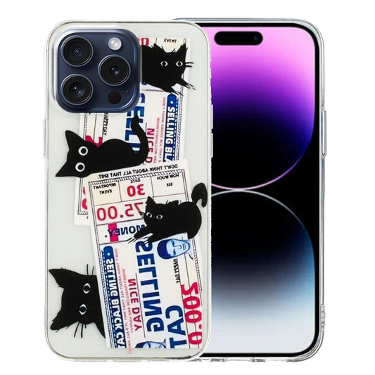 For iPhone 16 Pro Colorful Painting Pattern TPU Phone Case(Black Cat) - iPhone 16 Pro Cases by PMC Jewellery | Online Shopping South Africa | PMC Jewellery | Buy Now Pay Later Mobicred