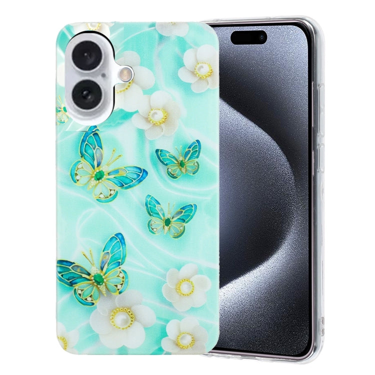 For iPhone 16 Colorful Painting Pattern TPU Phone Case(Butterflies) - iPhone 16 Cases by PMC Jewellery | Online Shopping South Africa | PMC Jewellery | Buy Now Pay Later Mobicred