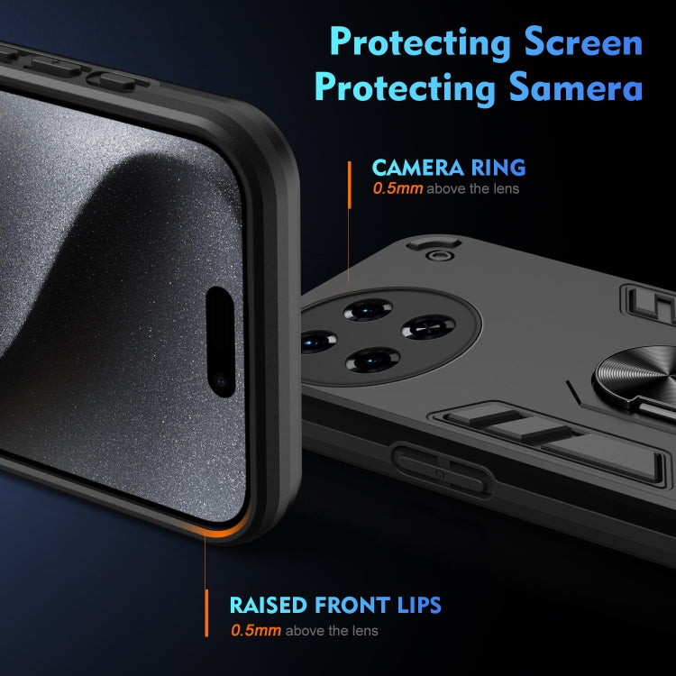 For Tecno Spark 20 Pro+ Shockproof Metal Ring Holder Phone Case(Black) - Tecno Cases by PMC TechLife | Online Shopping South Africa | PMC TechLife | Buy Now Pay Later Mobicred