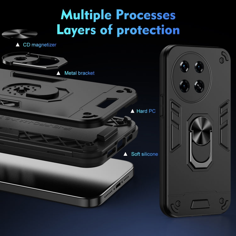 For Tecno Spark 20 Pro+ Shockproof Metal Ring Holder Phone Case(Black) - Tecno Cases by PMC TechLife | Online Shopping South Africa | PMC TechLife | Buy Now Pay Later Mobicred