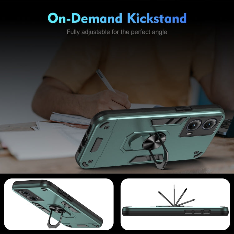 For Motorola Edge 2024 Shockproof Metal Ring Holder Phone Case(Green) - Motorola Cases by PMC Jewellery | Online Shopping South Africa | PMC Jewellery | Buy Now Pay Later Mobicred