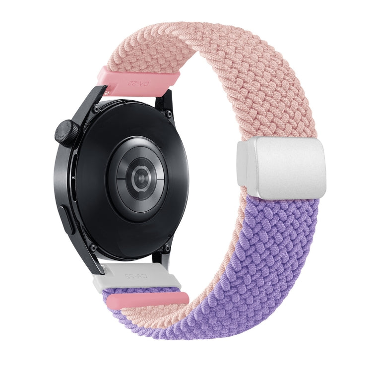 22mm Two-color Magnetic Braided Nylon Watch Band(Pink Purple) - 22mm Bands by PMC Jewellery | Online Shopping South Africa | PMC Jewellery