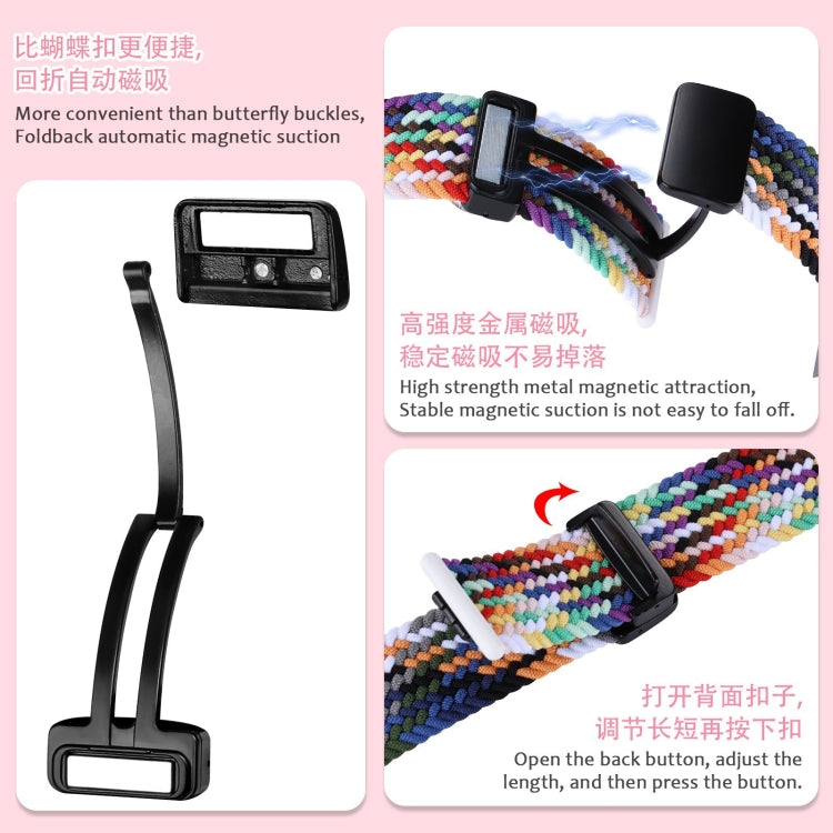 20mm Two-color Magnetic Braided Nylon Watch Band(White Black Rainbow) - 20mm Bands by PMC TechLife | Online Shopping South Africa | PMC TechLife