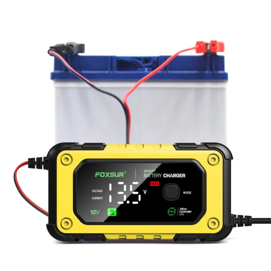 FOXSUR 7A 12V Car / Motorcycle Smart Battery Charger, Plug Type:US Plug(Yellow) - Battery Charger by FOXSUR | Online Shopping South Africa | PMC Jewellery | Buy Now Pay Later Mobicred