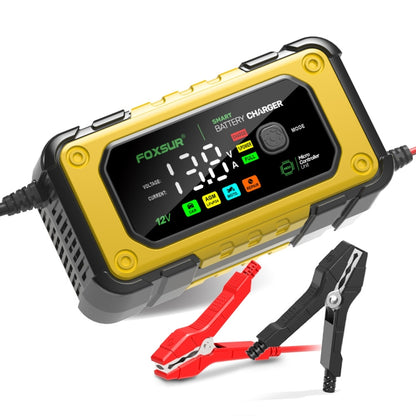 FOXSUR 7A 12V Car / Motorcycle Smart Battery Charger, Plug Type:UK Plug(Yellow) - Battery Charger by FOXSUR | Online Shopping South Africa | PMC Jewellery | Buy Now Pay Later Mobicred