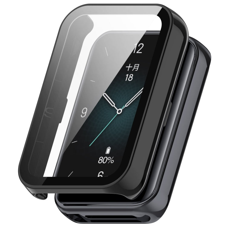 For Honor Band 9 PC + Tempered Film Integrated Watch Protective Case(Black) - Watch Cases by PMC TechLife | Online Shopping South Africa | PMC TechLife