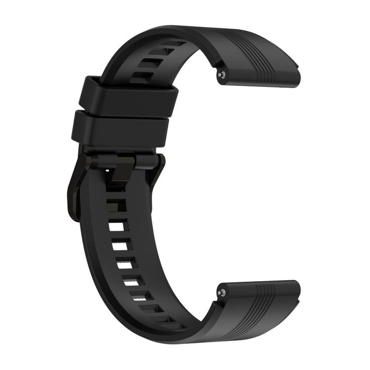 For Honor Watch GS 4 Striped Stainless Steel Buckle Silicone Watch Band(Black) - Watch Bands by PMC Jewellery | Online Shopping South Africa | PMC Jewellery