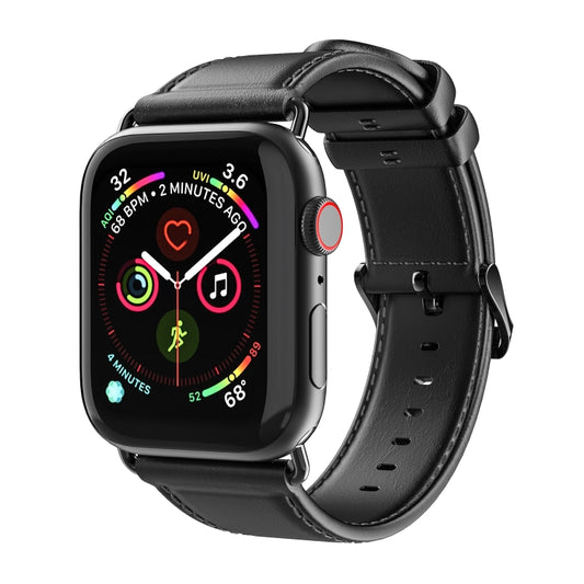 For Apple Watch Ultra 49mm DUX DUCIS Business Genuine Leather Watch Strap(Black) - Watch Bands by DUX DUCIS | Online Shopping South Africa | PMC Jewellery | Buy Now Pay Later Mobicred