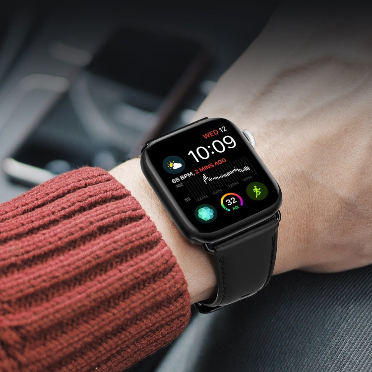 For Apple Watch Series 10 42mm DUX DUCIS Business Genuine Leather Watch Strap(Black) - Watch Bands by DUX DUCIS | Online Shopping South Africa | PMC Jewellery | Buy Now Pay Later Mobicred