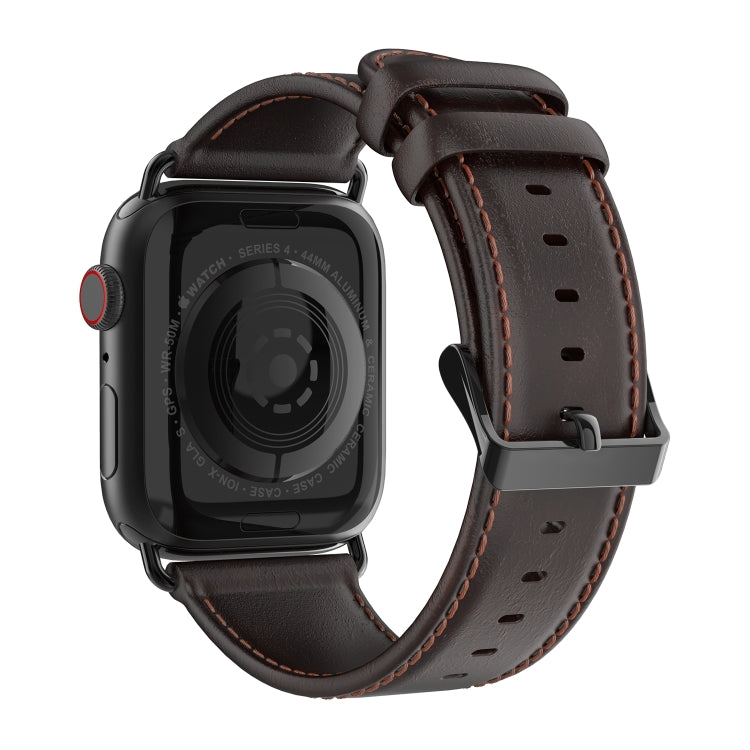 For Apple Watch Series 10 42mm DUX DUCIS Business Genuine Leather Watch Strap(Coffee) - Watch Bands by DUX DUCIS | Online Shopping South Africa | PMC Jewellery | Buy Now Pay Later Mobicred