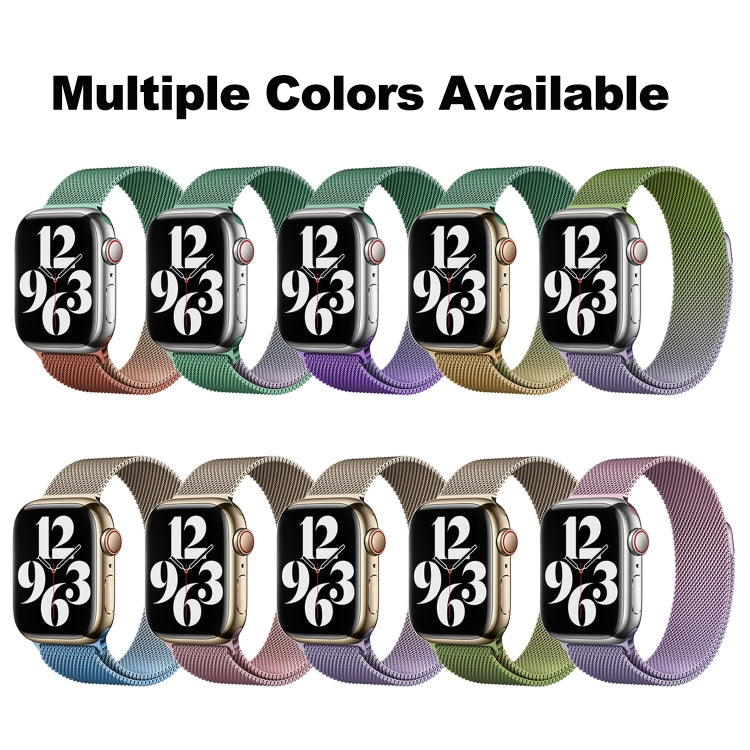 For Apple Watch 42mm Milan Gradient Loop Magnetic Buckle Watch Band(Gold Violet) - Watch Bands by PMC Jewellery | Online Shopping South Africa | PMC Jewellery