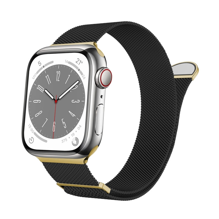 For Apple Watch Ultra 2 49mm Two Color Milanese Loop Magnetic Watch Band(Black Gold) - Watch Bands by PMC Jewellery | Online Shopping South Africa | PMC Jewellery