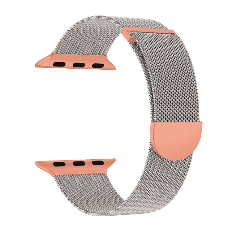 For Apple Watch Series 8 41mm Two Color Milanese Loop Magnetic Watch Band(Starlight Orange) - Watch Bands by PMC Jewellery | Online Shopping South Africa | PMC Jewellery