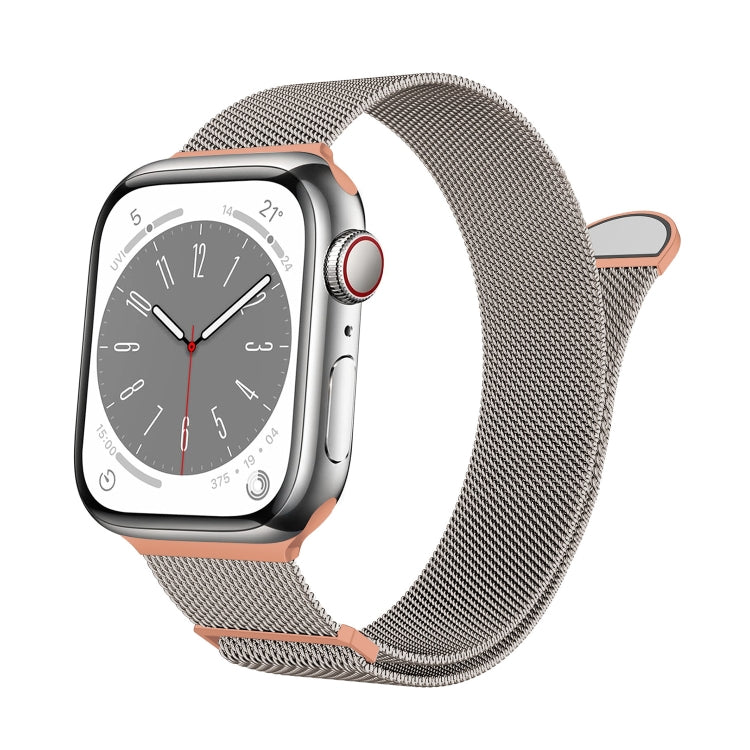 For Apple Watch 42mm Two Color Milanese Loop Magnetic Watch Band(Starlight Orange) - Watch Bands by PMC Jewellery | Online Shopping South Africa | PMC Jewellery