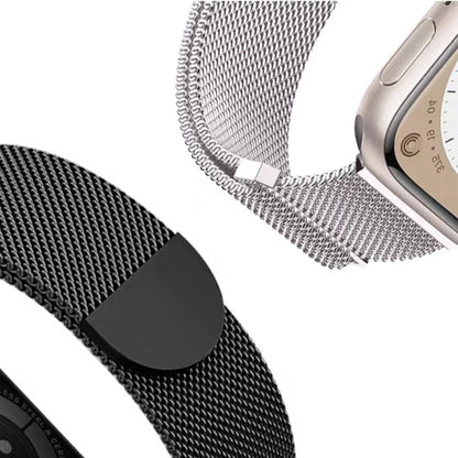 For Apple Watch SE 2022 44mm Two Color Milanese Loop Magnetic Watch Band(Black Gold) - Watch Bands by PMC Jewellery | Online Shopping South Africa | PMC Jewellery