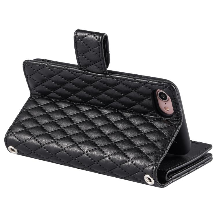 For iPhone 16e Glitter Lattice Zipper Wallet Leather Phone Case(Black) - iPhone 16e Cases by PMC TechLife | Online Shopping South Africa | PMC TechLife | Buy Now Pay Later Mobicred