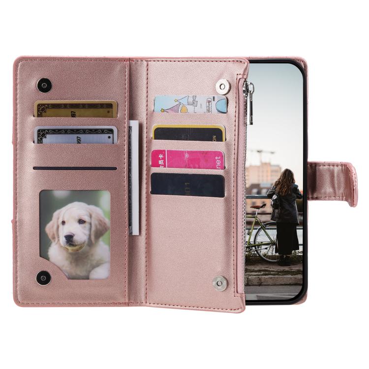 For iPhone 16e Glitter Lattice Zipper Wallet Leather Phone Case(Rose Gold) - iPhone 16e Cases by PMC TechLife | Online Shopping South Africa | PMC TechLife | Buy Now Pay Later Mobicred