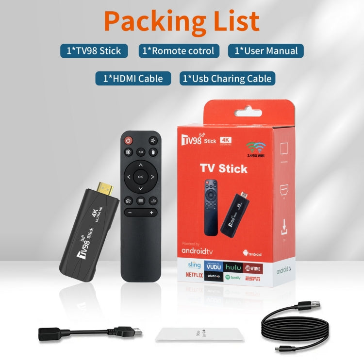 TV98 Rockchip 3228A Quad Core 4K HD Bluetooth Android TV Stick, RAM:2GB+16GB(AU Plug) - Android TV Sticks by PMC TechLife | Online Shopping South Africa | PMC TechLife | Buy Now Pay Later Mobicred