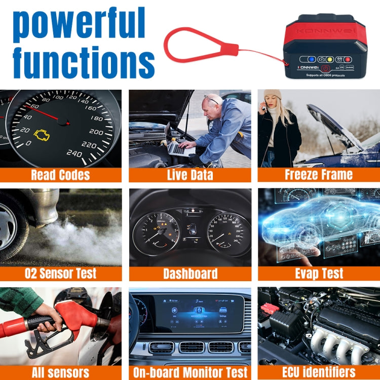 KONNWEI KW905 Bluetooth 5.0 Car OBD2 Scanner Support Android & iOS(Black) - Code Readers & Scan Tools by KONNWEI | Online Shopping South Africa | PMC TechLife | Buy Now Pay Later Mobicred