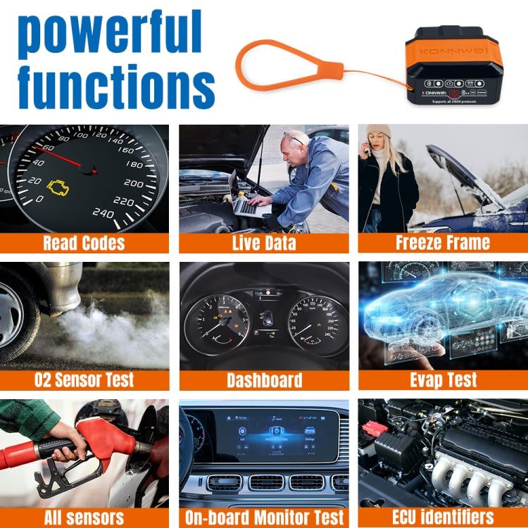 KONNWEI KW906 Bluetooth 5.0 Car OBD2 Scanner Support Android & iOS(Black) - Code Readers & Scan Tools by KONNWEI | Online Shopping South Africa | PMC TechLife | Buy Now Pay Later Mobicred