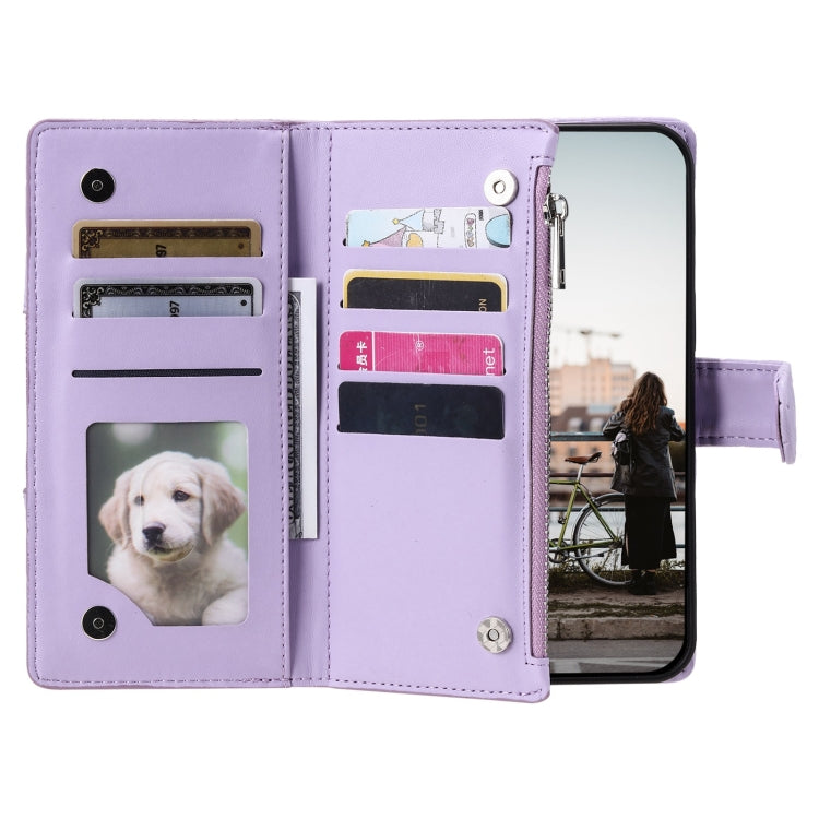 For Google Pixel 8 Glitter Lattice Zipper Wallet Leather Phone Case(Purple) - Google Cases by PMC TechLife | Online Shopping South Africa | PMC TechLife | Buy Now Pay Later Mobicred