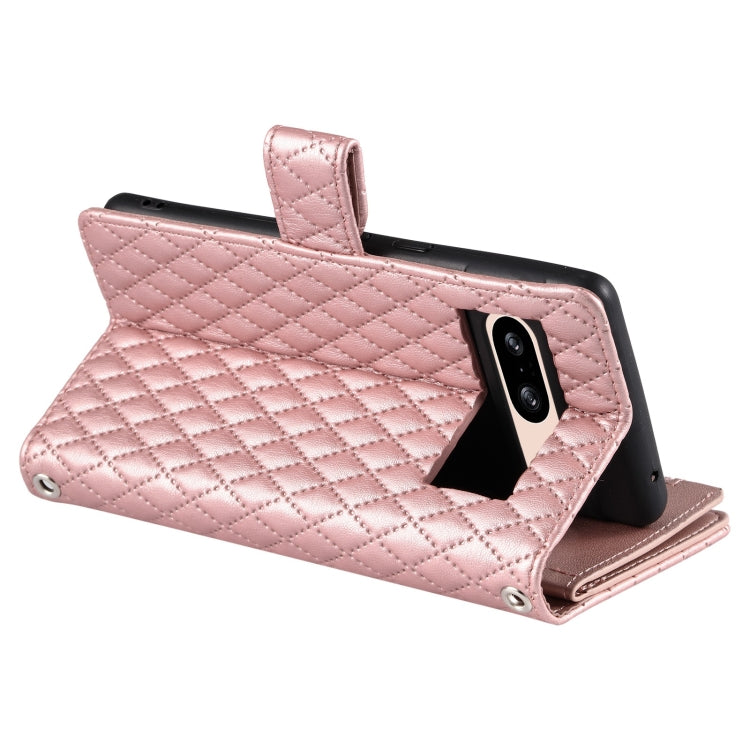 For Google Pixel 8 Glitter Lattice Zipper Wallet Leather Phone Case(Rose Gold) - Google Cases by PMC TechLife | Online Shopping South Africa | PMC TechLife | Buy Now Pay Later Mobicred