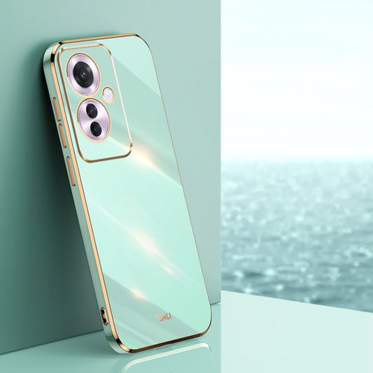 For OPPO Reno11 F XINLI Straight Edge 6D Electroplate TPU Phone Case(Mint Green) - Reno11 F Cases by XINLI | Online Shopping South Africa | PMC Jewellery | Buy Now Pay Later Mobicred