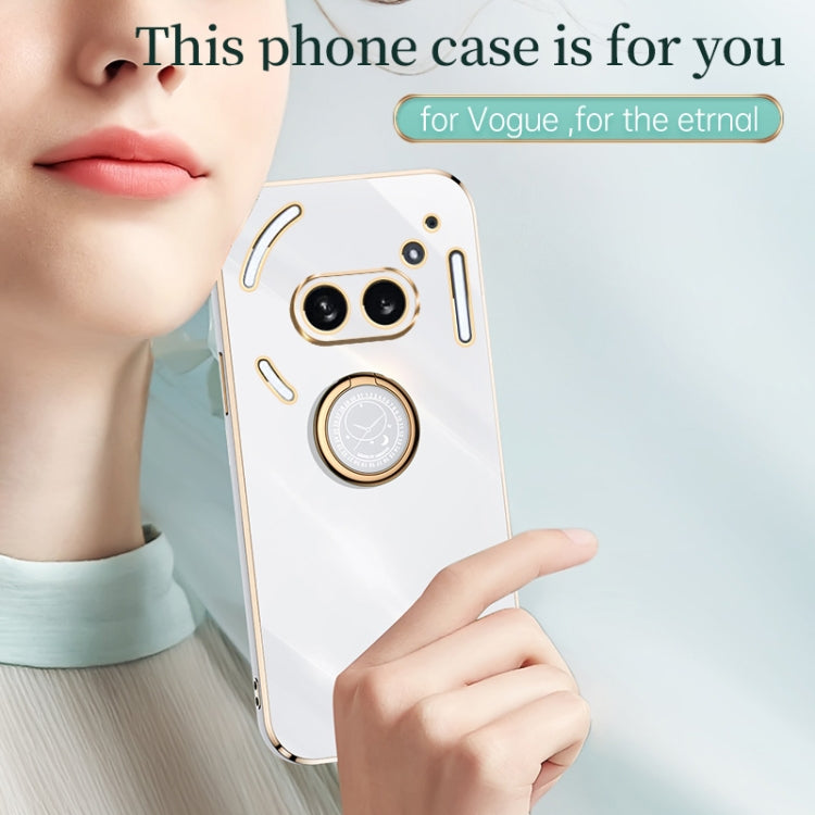 For Nothing Phone 2A XINLI Straight Edge 6D Electroplate TPU Phone Case with Ring Holder(Pink) - More Brand by XINLI | Online Shopping South Africa | PMC Jewellery | Buy Now Pay Later Mobicred