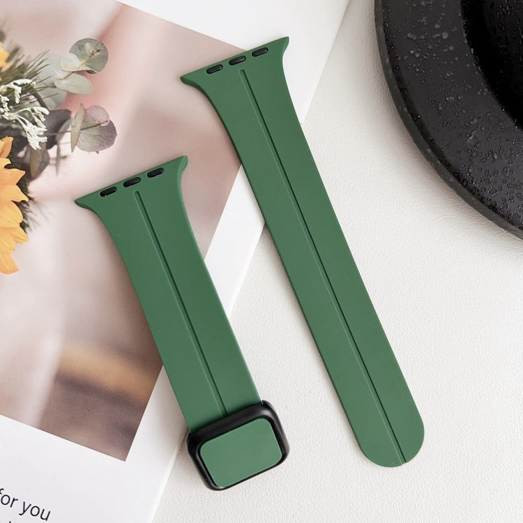 For Apple Watch Series 4 40mm Magnetic Square Buckle Silicone Watch Band(Alfalfa) - Watch Bands by PMC Jewellery | Online Shopping South Africa | PMC Jewellery