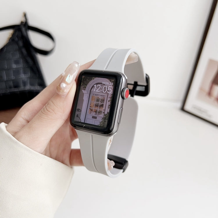 For Apple Watch 42mm Magnetic Square Buckle Silicone Watch Band(Cloud Gray) - free shipping - PMC TechLife - Order now!