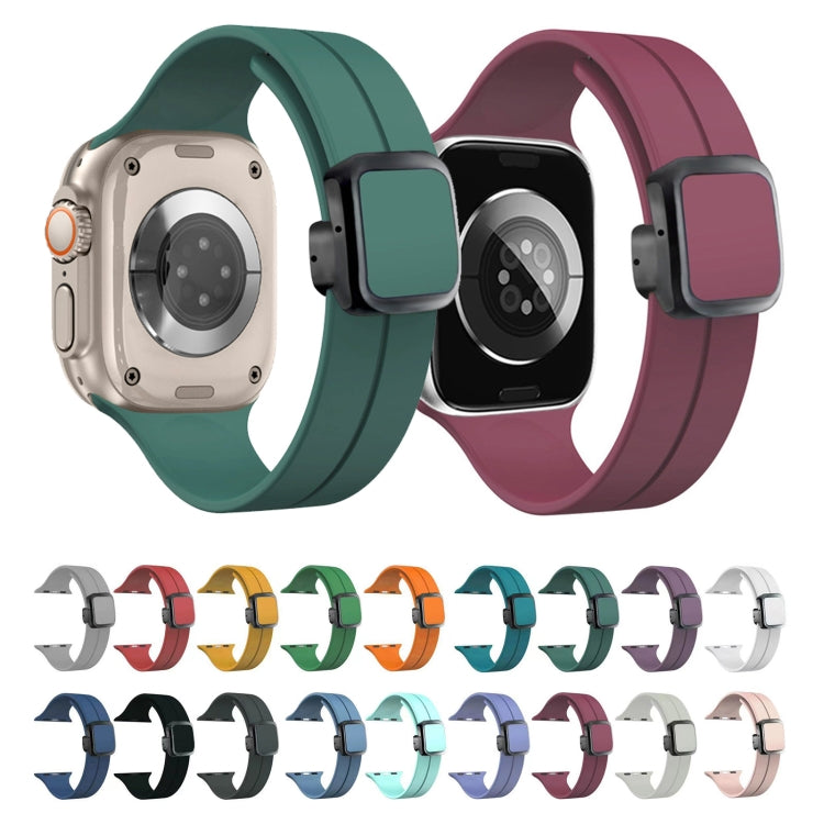 For Apple Watch 42mm Magnetic Square Buckle Silicone Watch Band(Red) - Watch Bands by PMC TechLife | Online Shopping South Africa | PMC TechLife