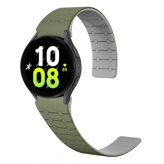 For Samsung Galaxy Watch 6 / 5 / 4 Two Color Loop Magnetic Silicone Watch Band(Green+Grey) - Watch Bands by PMC Jewellery | Online Shopping South Africa | PMC Jewellery