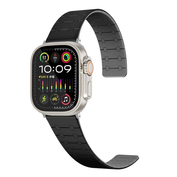 For Apple Watch Series 9 41mm Two Color Loop Magnetic Silicone Watch Band(Black+Grey) - Watch Bands by PMC TechLife | Online Shopping South Africa | PMC TechLife