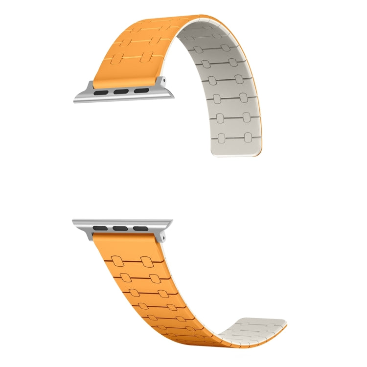 For Apple Watch Ultra 49mm Two Color Loop Magnetic Silicone Watch Band(Orange+Starlight) - Watch Bands by PMC Jewellery | Online Shopping South Africa | PMC Jewellery