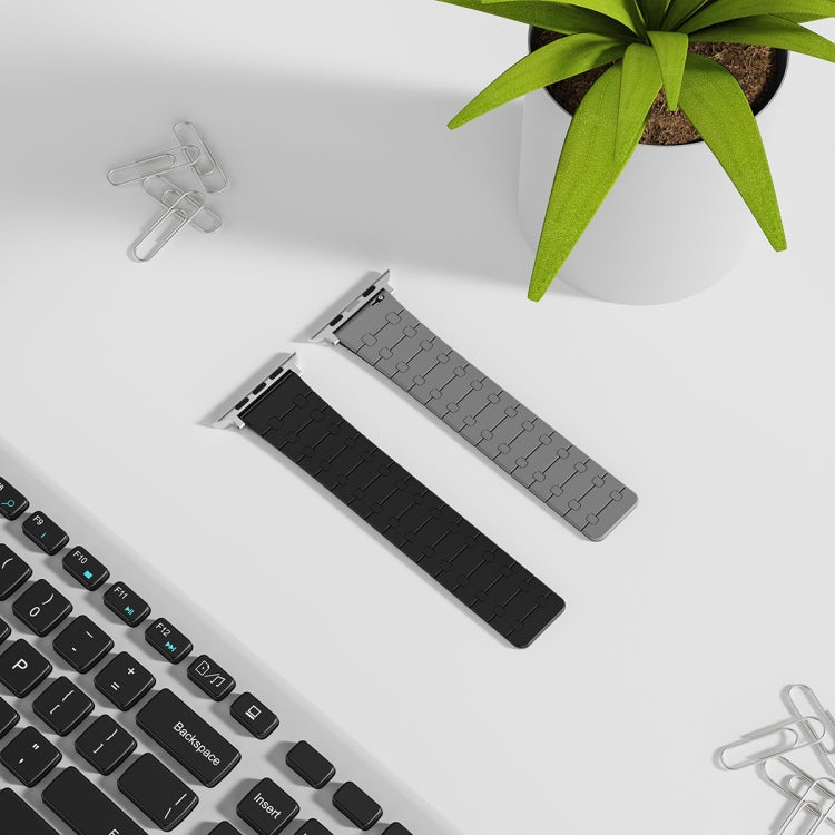 For Apple Watch 38mm Two Color Loop Magnetic Silicone Watch Band(Black+Grey) - Watch Bands by PMC TechLife | Online Shopping South Africa | PMC TechLife